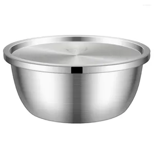 Bowls Container Lid Kitchen Prep Bowl Stainless Steel Dessert Mixing Fruit Cover Salad