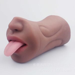 Massageador de brinquedos sexuais Dispositivo de língua de cabeça dupla Modelo invertido masturbação masculpação Passa dupla Aeronave Copo Produtos de sexo adulto