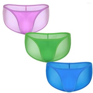 Underbyxor 3st/Lot Sexiga män Briefs Underkläder Soft Mini Bikini Transparent Low Rise Male Slip Homme Silk Panties Underkläder