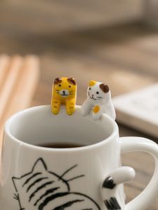 Coffee Scoops Unique Ice Cream Flatware Kitchen Tool Novelty Gift Ceramic Cartoon Cute Cat Animal Spoon Hanging Dessert 230302