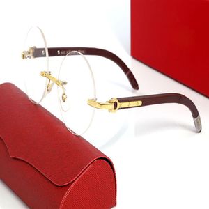 Luxury Fashion Solglasögon Rimless Designer Glasögon Rund metall Trä retro unisex med originalbox Frameless Oval 2021 Ornamenta228r