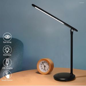 Настольные лампы светодиодные настольные лампы Dimmable Touch Control Light Light Specation Student Работайте 3 режима с беспрепятственным зарядом USB-USB