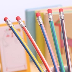 Pencil Party Supplies Colorful Magic Bendy Flexible Soft Pencil With Eraser Stationery Student Rubber Lead Pencils Children Gift