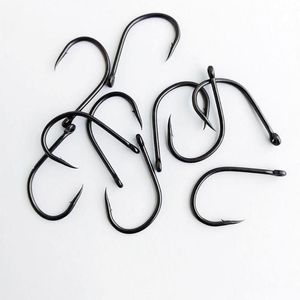 Haczyk karp 100pcs Hook przeciwkorozowy Haczyki Ostro Ogryczne okrągłe głowa głowa Szeroka szczelina Fish Hhook na pesca carpa vissen