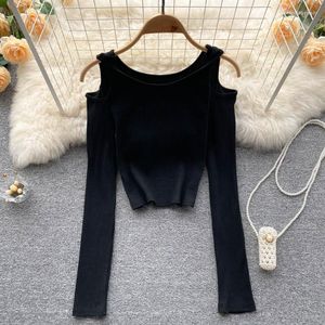 Women's T Shirts Shirt Femme Oversize Woman Tshirts Long Sleeve Tops Women Crop Tee Off Shoulder Cropped Feminino Drop