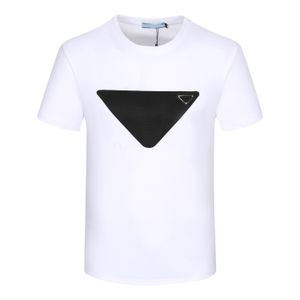Män designer tee t shirt 23ss stor triangel etikett tryck kort ärm bomullskvinnor vit svart m-3xl