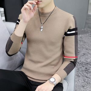 Herrtröjor Crewneck stor storlek tröja Men Loose Knit Bottoming Shirt Autumn and Winter Dad Sweater 230302