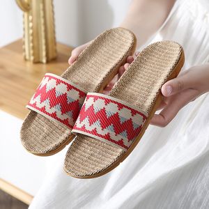 Dress Shoes Summer slippers cotton and linen woven wood floor shoes home network red u10brown 230302