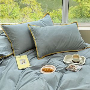 Travesseiros Uma aula de algodão caseira colorida colorida travesseiro aluno dormitório suave 48x74cm Modern simples estilo 2 pc 230301