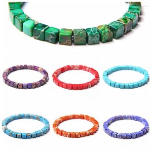 Filo Chakra classico Cubo da 6 mm Perline di pietra minerale imperiale Bracciale con perline Guarigione Energia fortunata Regali di gioielli colorati