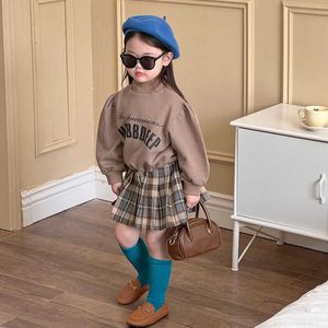 スカート春秋の女の子プリーツスカートスカート幼児用スカートベビーキッズスカート子供服クラシックプレッピースタイルチェック格子縞1-6Y T230301