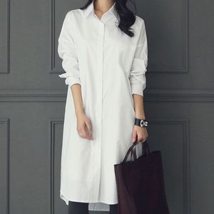 Blusas femininas camisas blusas brancas de tamanho de mulheres soltas de boa qualidade de boa qualidade Blusa larga parágrafo longo camisa branca de manga longa 230302