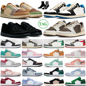 Mocha reversa 1 tênis de basquete Low OG Homens Mulheres 1S Black Phantom Sail Fragment Voodoo Midnight Navy Luz de Páscoa Madder Raiz Mens Sports Sports Sports Sports