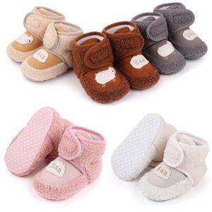 First Walkers Winter Baby Cotton Indoor Boots For Boys And Girls Infant Toddler Shoes Lamb Fur Warm Born Booties