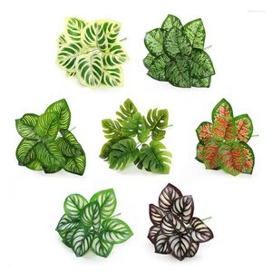 Decorative Flowers Artificial Plants Green Leaf Bonsai Small Pot Fake Flower Garden Ornaments For Home Decoration Craft Plant