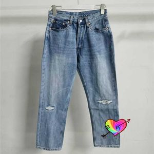 Jeans masculinos agulhas jeans 2021 homens mulheres 1/1 qualidade lavado abrasão vintage agulhas zíper calças high street awge denim calças t230302