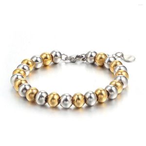 Charmarmband MXGXFAM (18 cm 3) 316L Titanium Steel Mix Gold Color Beads smycken för män Kvinnor mode No Fade