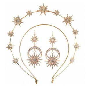 Halo Crown Stars Goddess Crown Halo Headband e Coroas para Mulheres Boho Nupcial Casamento Headpiece