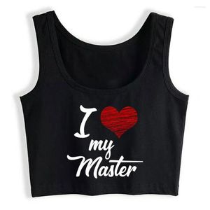 Women's Tanks Crop Top Sport I Love My Master Bdsm Submissive Sub Slave Gift Humor White Custom Tops Women