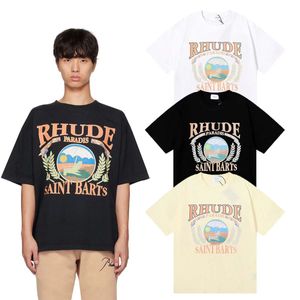 T-shirts masculinas de verão 2023 femininas de luxo Tide Brand Rhude Designers para homens Tops polos bordados camisetas roupas manga curta6u0s