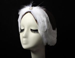 Pannbandsstil Swan Lake Ballet White Feather Pannband för kvinna Hårtillbehör Headwear Pearlsfeather Headpiece 230302