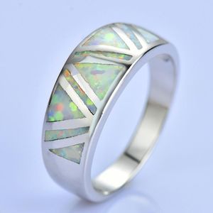 Wedding Rings Fashion Boho Female White Fire Opal Stone Ring 10KT Gold Vintage Jewelry Promise For WomenWedding