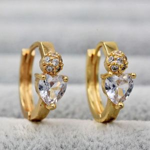 Hoop Earrings Trendy Gold Copper Plated Water Drop Round White Heart Zirconia Stone For Women Fashion Jewelry Accessories Gift