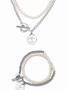 Золотой крутящий момент браслет кулон ожерелье набор жемчуг двойной слой изящных ювелирных изделий цепь браслет звено цепи любовь дизайнер часы женщины мужчины пара