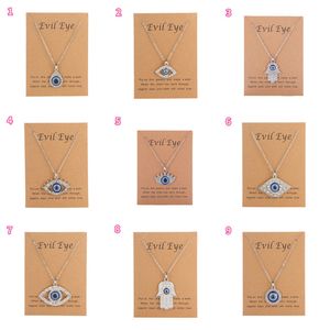 26 Styles Blue Turkish Evil Eyes Pendant Necklace Creative Diamond Devil's Eye Silver Chain Necklaces Jewelry Gift