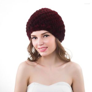 Beanies Beanie/Kafatası Kapakları Yechne Kadın Kış Moda Skully Raccoon Kürk Ponpom Beanie Cap Ananas Şapkası Scot22