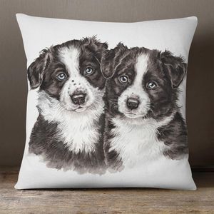 Kudde /dekorativ fårhund Border Collie valpar Foundland Scottish Terrier Dog Handmålningar Konstomslag