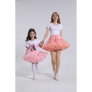 Skirts Solid Color Parent-Child Costume Ballet Kids Pettiskirt Girl Fluffy Lace Girl Skirts Princess Tulle Party Dance Baby Tutu Skirt T230301