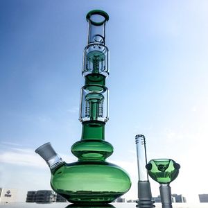 Bongs de vidro de 16 polegadas de altura Cachimbos de água de 9 cm de diâmetro com tubos de água de junção fêmea de 18 mm Duplos 4 braços Árvores Plataforma de petróleo Dab Rigs