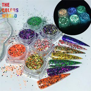 Nail Glitter TCT-738 Glow In Dark Halloween Chunky Glitter Eye Shadow Body Paint Cosmetic Resin Epoxy Soap Chemical Jewelry Fabric Leather 230302