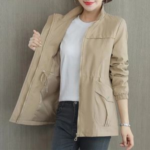 Volemo Women's Double Leaer Trench Coat Fall Casual Slim Stand Collar Ladies Jacket Windbreaker Autumn Plus Size 4XL 230301