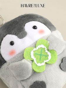 Key Rings Package pendant Four-Leaf Clover Penguin coin purse cute doll plush doll headset storage bag key ornament