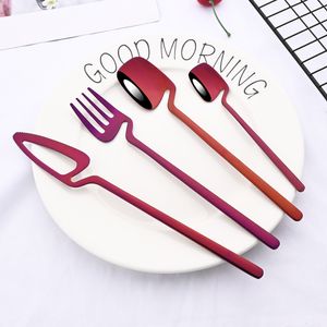 Dinnerware Sets 2 Purple 304 Stainless Steel Tableware Cutlery Knife Fork Coffee Spoon Party Home Kitchen Flatware 230302