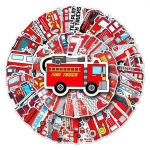 Present Wrap MX/50st Fire Engine Sticker för planerare Scrapbooking Stationery Waterproof Decals Laptop Kid's