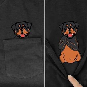 Koszulki mężczyzn Cloocl Cotton T Shirt Modna kieszonka Rottweiler nadrukowana koszulka dla kobiet koszule Harajuku Casual Tops Tees 230302