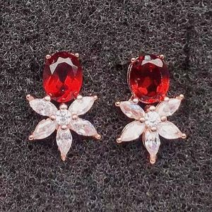 Stud Earrings Natural Real Garnet Flower Style Earring Per Jewelry 4 5mm 0.5ct 2pcs Gemstone 925 Sterling Silver Fine X21788