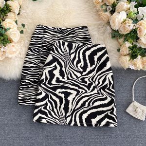 Coreano zebra impressão midi saia feminina outono feminino aline cintura alta solta s vintage mini 230301