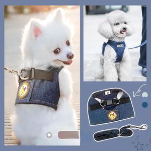 Collari per cani Autunno Inverno Cowboy Vest Harness Pet And Cat Walking Guinzaglio Corda Catena Teddy Chest Back Forniture Collor