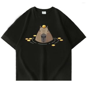 Erkek T Shirt Komik Sevimli Kapibara Gömlek Hayvan Anime Grafik T-Shirt Erkek Kadın Pamuklu Rahat Tee Büyük Boy Streetwear Tişörtleri
