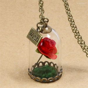 Anhänger Halsketten Getrocknete Blume Halskette Wish To Lover Mode Glas Pullover Kette Für Frauen Liebe Geschenk Schmuck