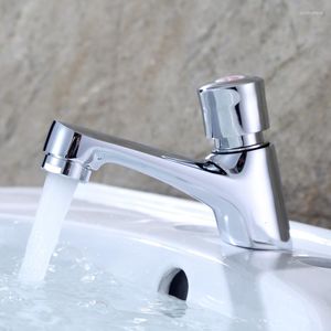 Banyo Lavabo muslukları Tuvalet Washbasin El Basıncı Otomatik Kapanış Süresi Gecikme Havzası musluk pirinç krom itme tipi musluk anahtarı