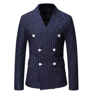 Herrenanzüge, Blazer, Herren, Frühling und Herbst, zweireihig, gestreift, Freizeitanzug, Jacken, Grau, Schwarz, Marineblau, Business, Arbeit, Alltag, Party, Abschlussball