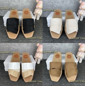 Chinelos femininos de verão de alta qualidade femininos Woody Mules com sola sandálias cruzadas de couro lona feminina slides branco bege chinelos de design chinelos de couro