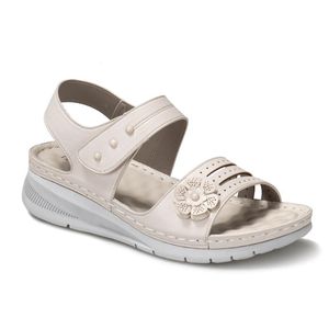 Sandaler 2023 Summerskor Kvinnor Beach Casual Female Wedges Sandalias Soft Sole Ladies Holiday Footwear Big Size 41 Pink Black
