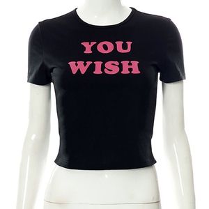 Letra de camiseta feminina impressa Kawaii Roupas de verão Cultura de moda Top adolescente adolescente boho