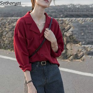 女性用ブラウスシャツ女性シャツシフォンノッチソリッドシンプルなベーシックデイリーオフィスレディースルースシンスタイリッシュな長袖女性トップボタンカジュアル230302